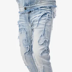 LIGHT SAND BLUE FRAYED JEANS