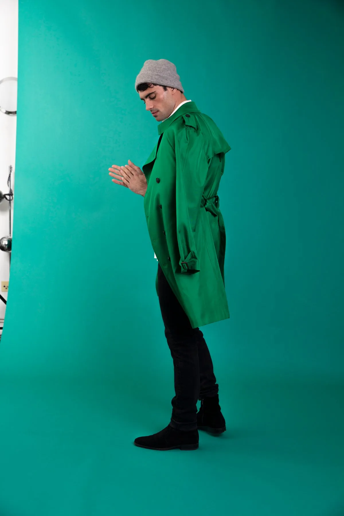 Mako Silk Trench Emerald Man