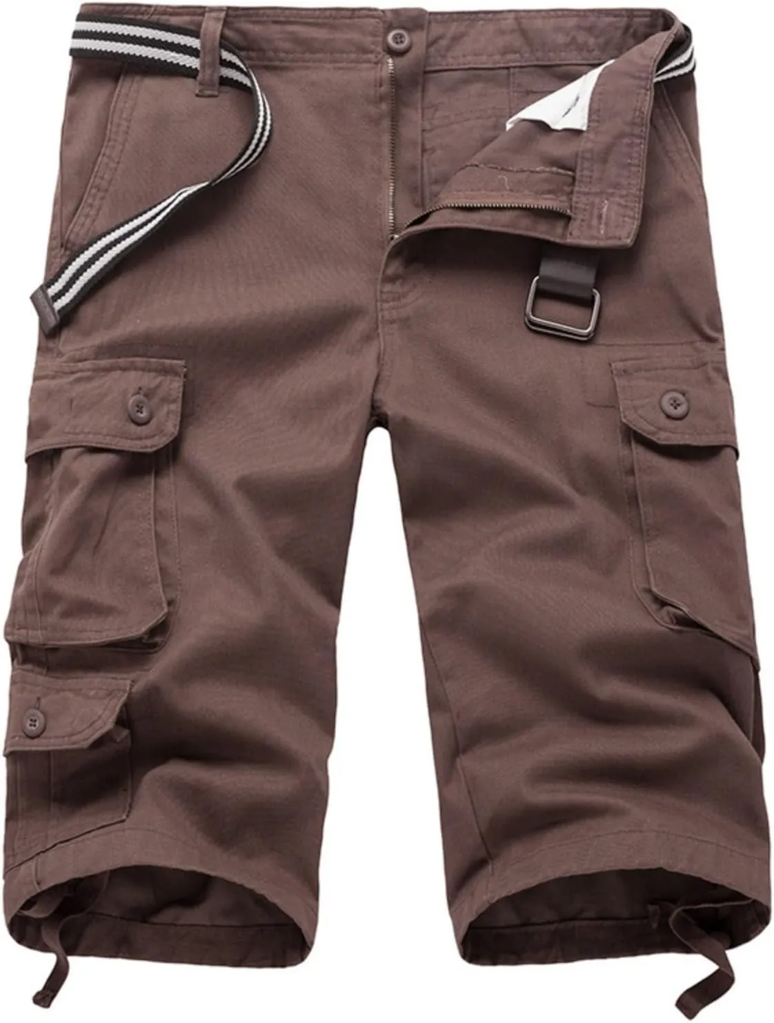 Mens Cargo 3/4 Pants Plus Size Soft Stretchy Outdoor Drawstring Work Pants Quick Dry Capri Pants Trousers for Gym