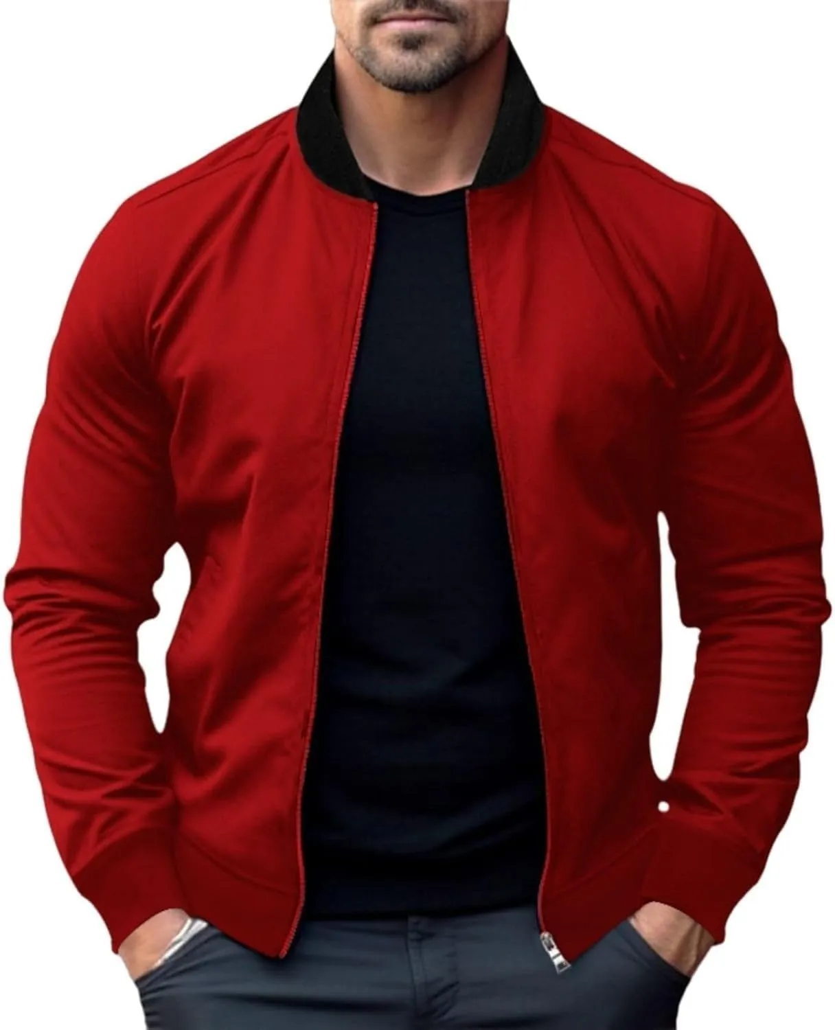 Men's Casual Lightweight Flight Jackets Softshell Varisty Jacket Fashion Classic Bomber Jacket with Pockets