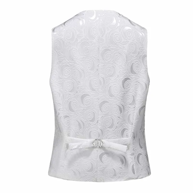 Men's Jacquard  Printed Vest in White & Black