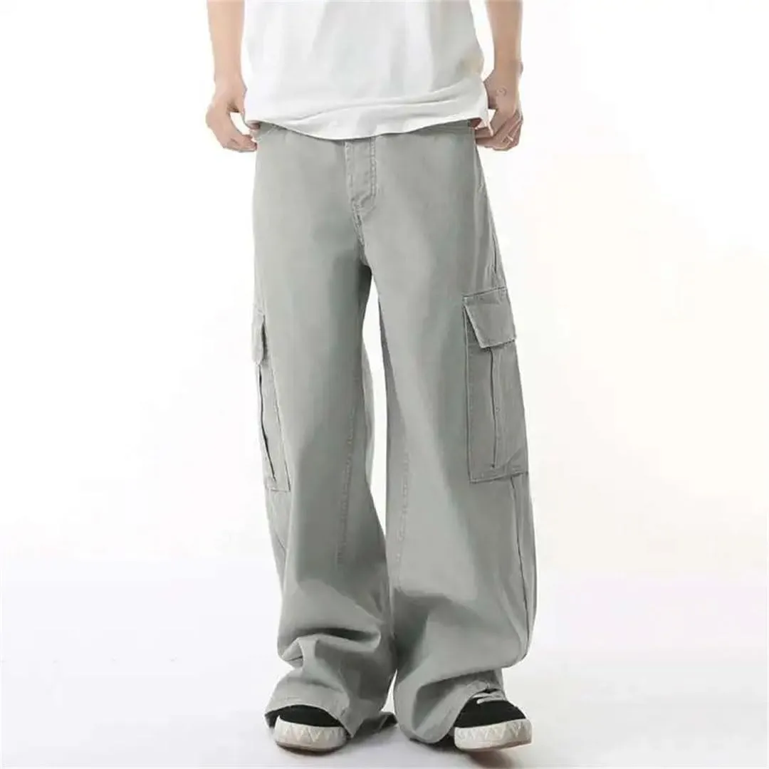Men's Two-Piece Turn-Down Collar Solid Color Single Breasted Denim Jackets Straight Leg Machete Pants
