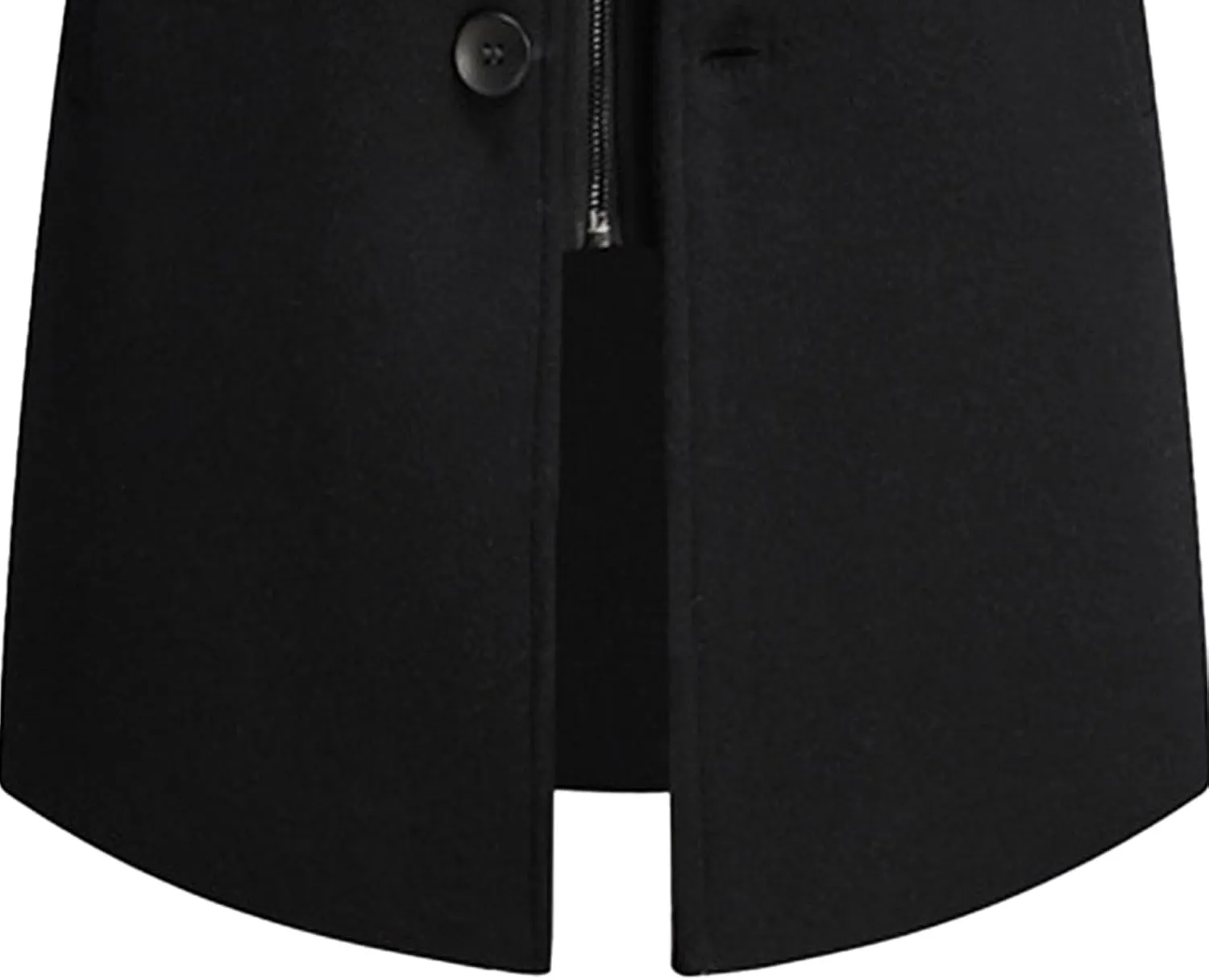 Men's Woollen Long Trench Hoodie Winter Wool Blend Jacket Overcoat Zip Up Top Coat Stylish Warm Pea Coats