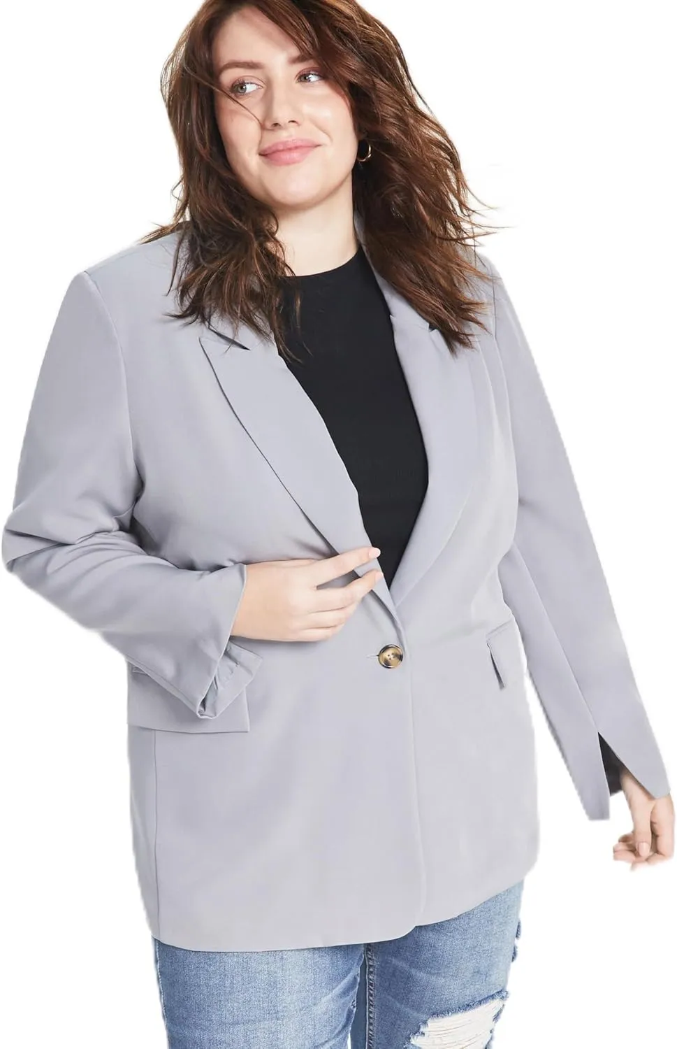 Now This Trendy Plus Size Oversized Boyfriend Blazer