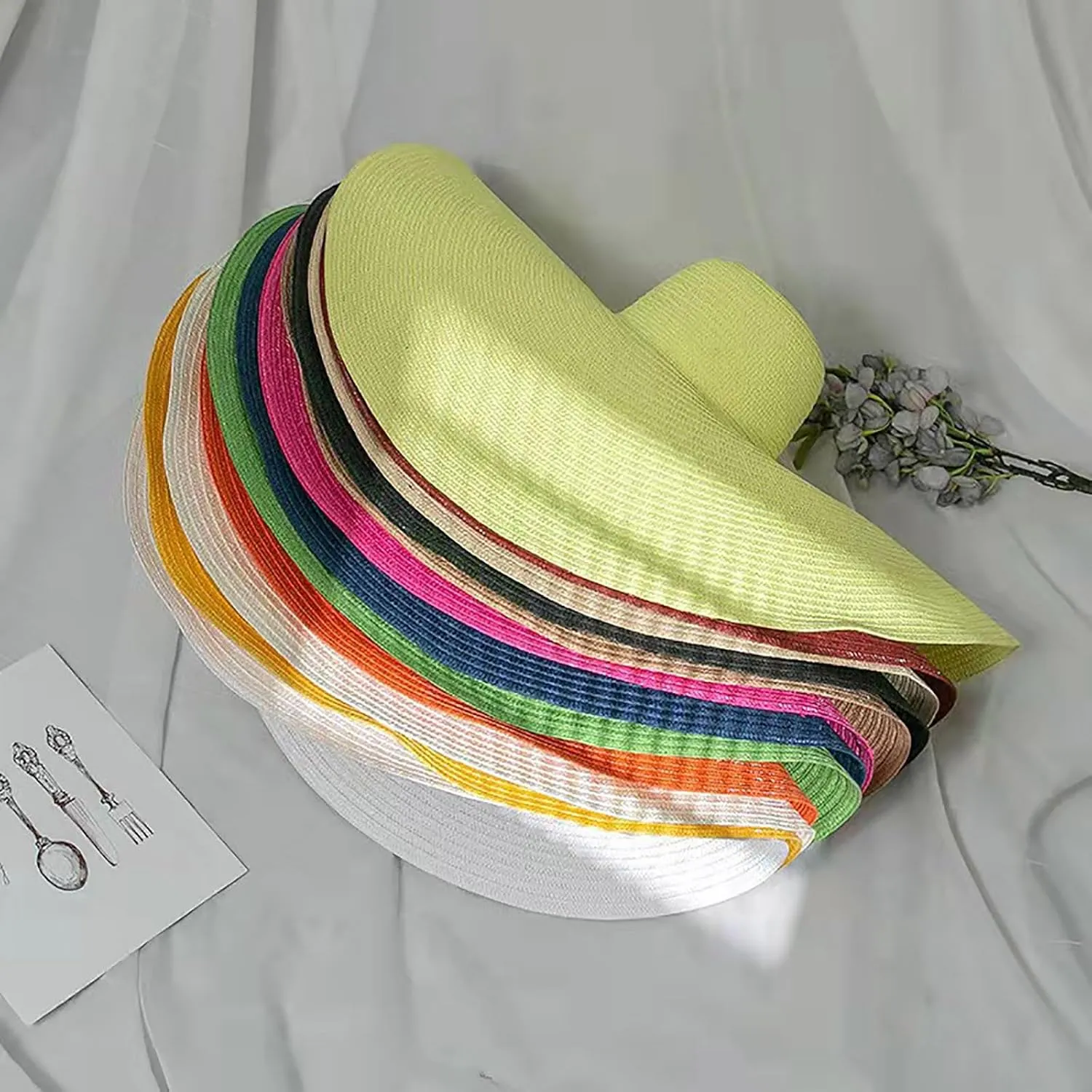 Oversized Sun Hats for Women Straw Hat Wide Brim UV Protection Floppy Hats Foldable Roll-Up Travel Summer Vacation Beach Hat