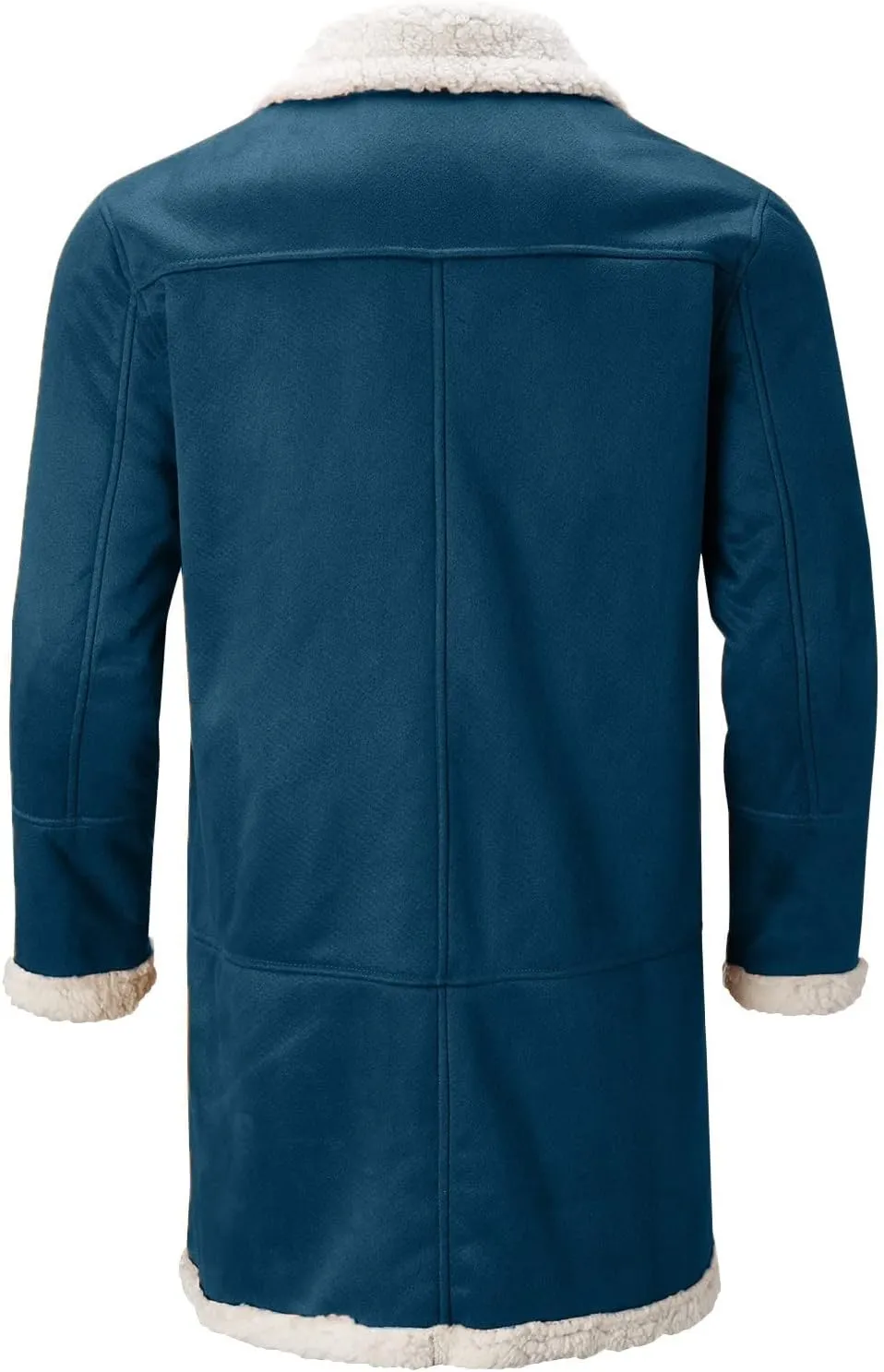 QWENTMTNTY Men's Suede Leather Coats Mid-Length Heavyweight Faux Shearling Coat Stylish Big Tall Sherpa Jacket Windbreaker