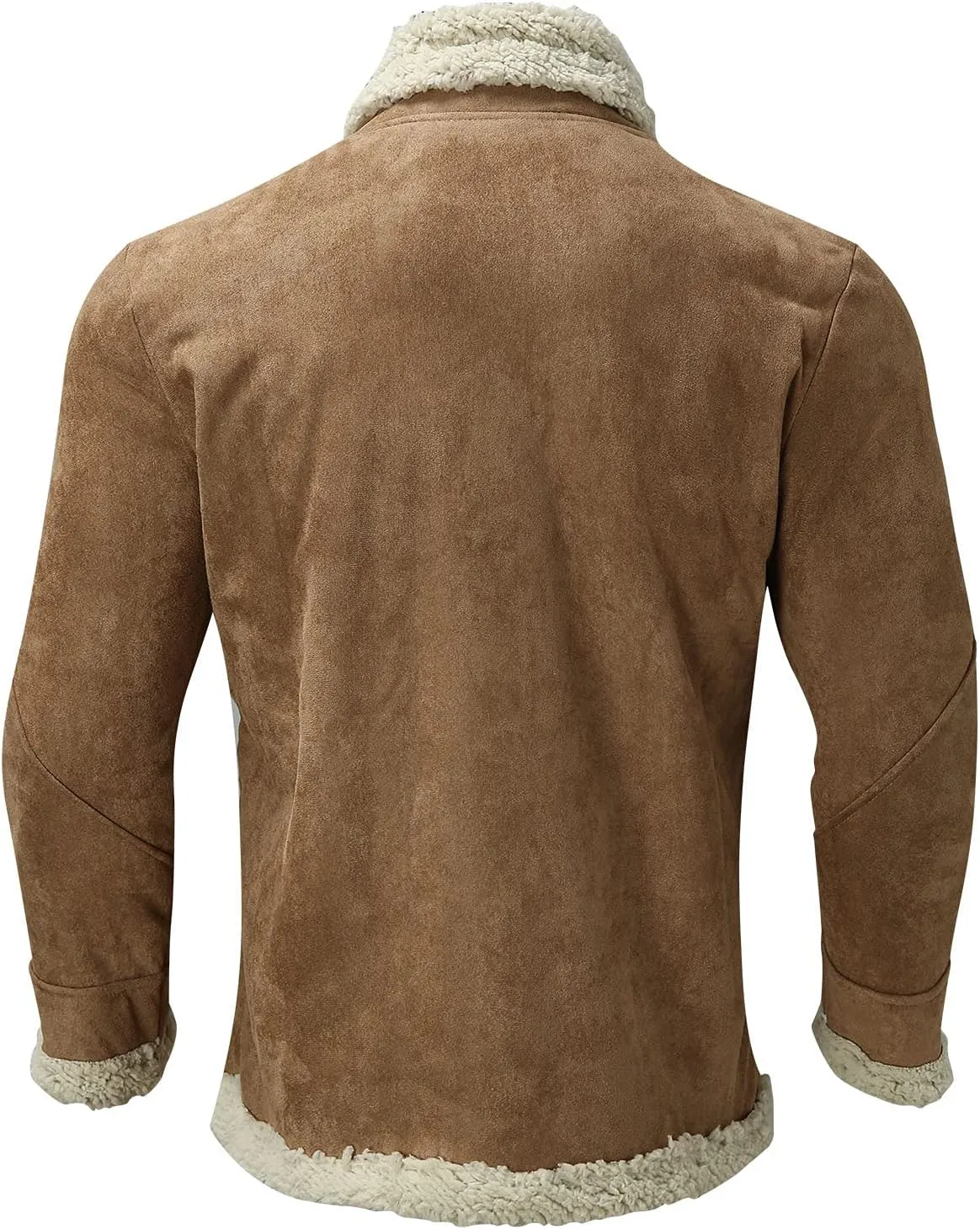 QWENTMTNTY Mens Vintage Heavyweight Faux Suede Sherpa Jacket Faux Shearing Coat Big and Tall Casual Stylish Winter Jackets