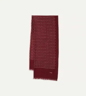 Red Polka Dot Print Wool Scarf