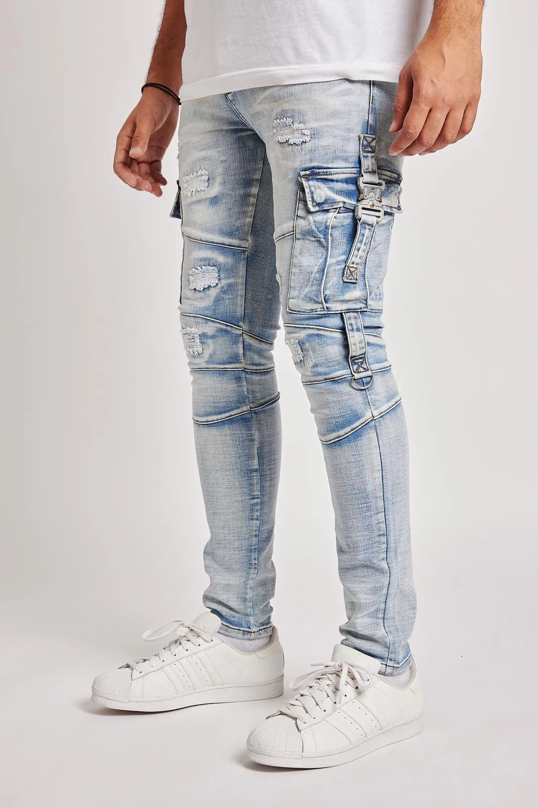 Reelistic NYC-Cargo Jeans-Light Blue