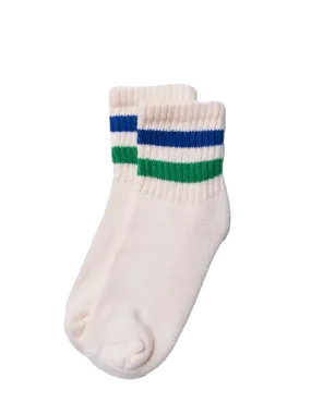 Retro Stripe Quarter Crew Sock- Kelly Green/Royal