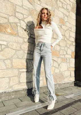 Sicily Light Wash Ankle Tie Jeans