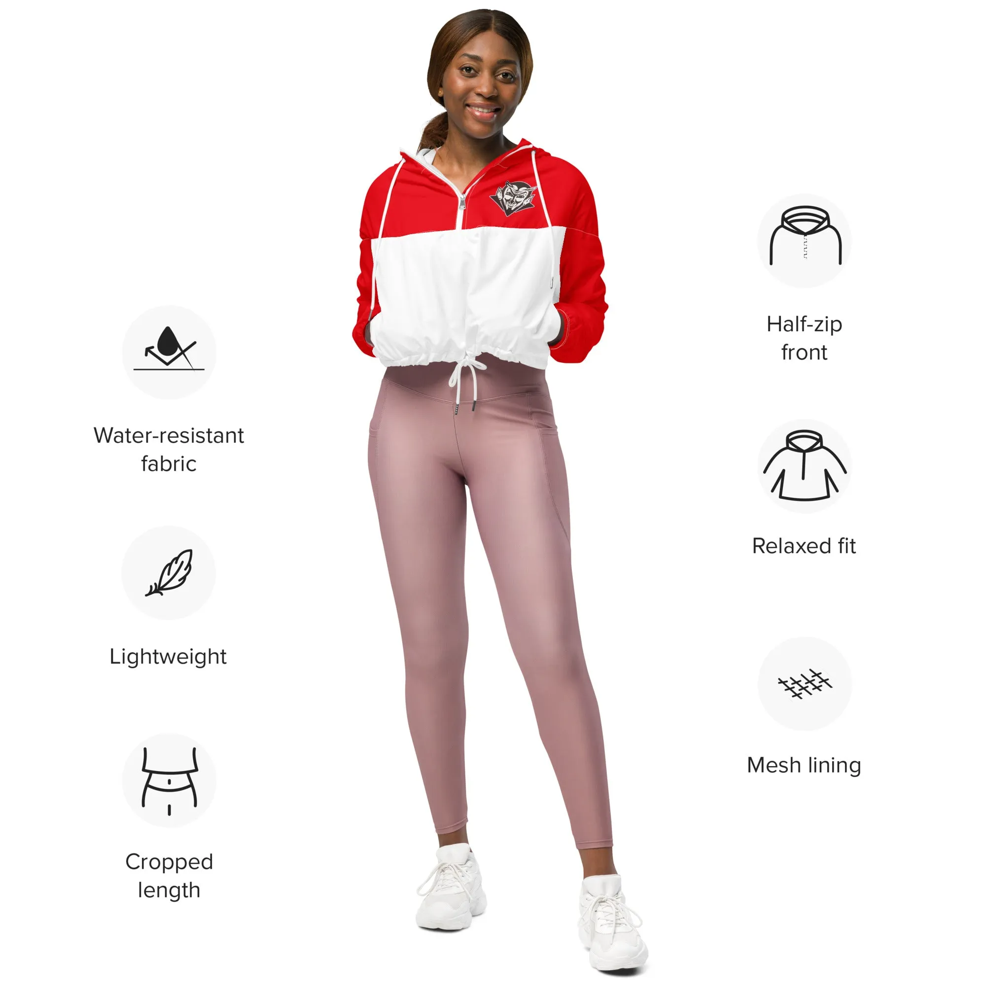 Snooty Fox Art Women’s Cropped Windbreaker - Devil Logo