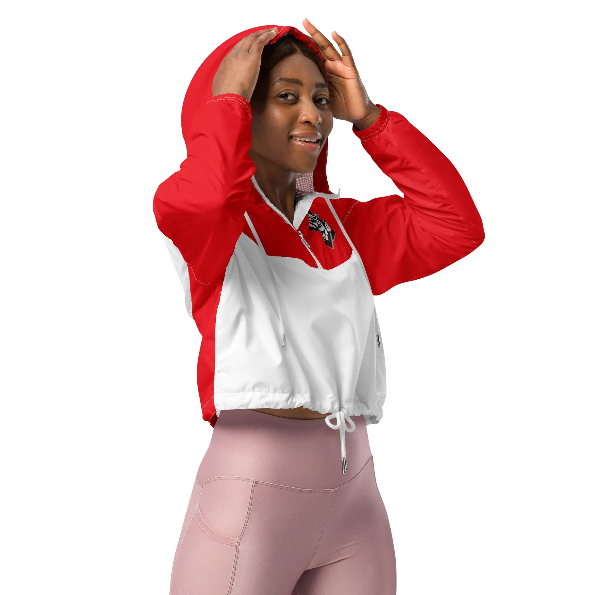 Snooty Fox Art Women’s Cropped Windbreaker - Devil Logo