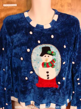 Snowman Snowglobe Soft 80s Ugly Christmas Sweater