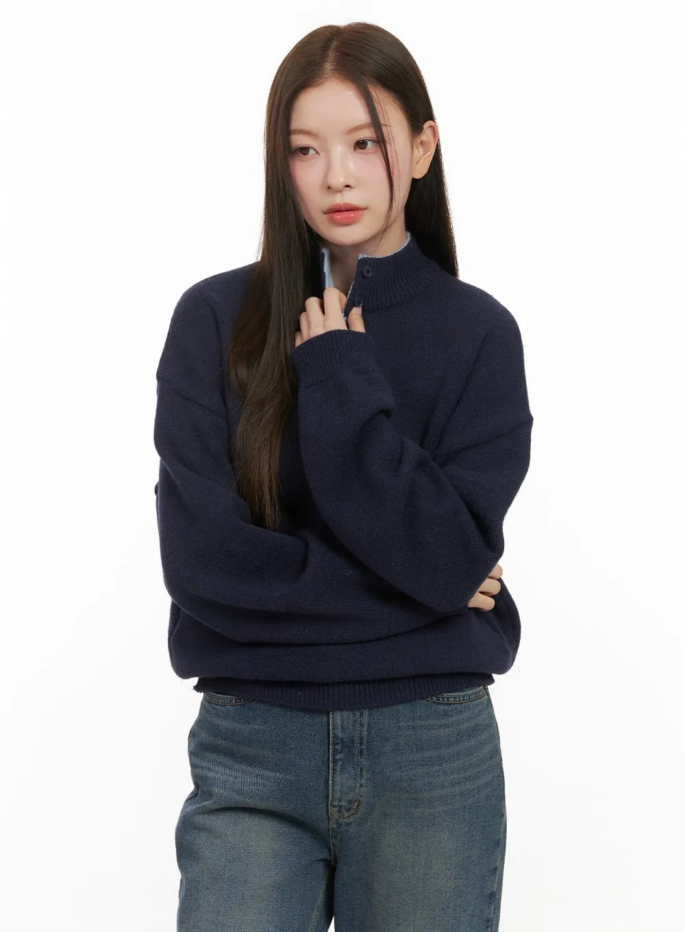 Soft Half Button Sweater OD412