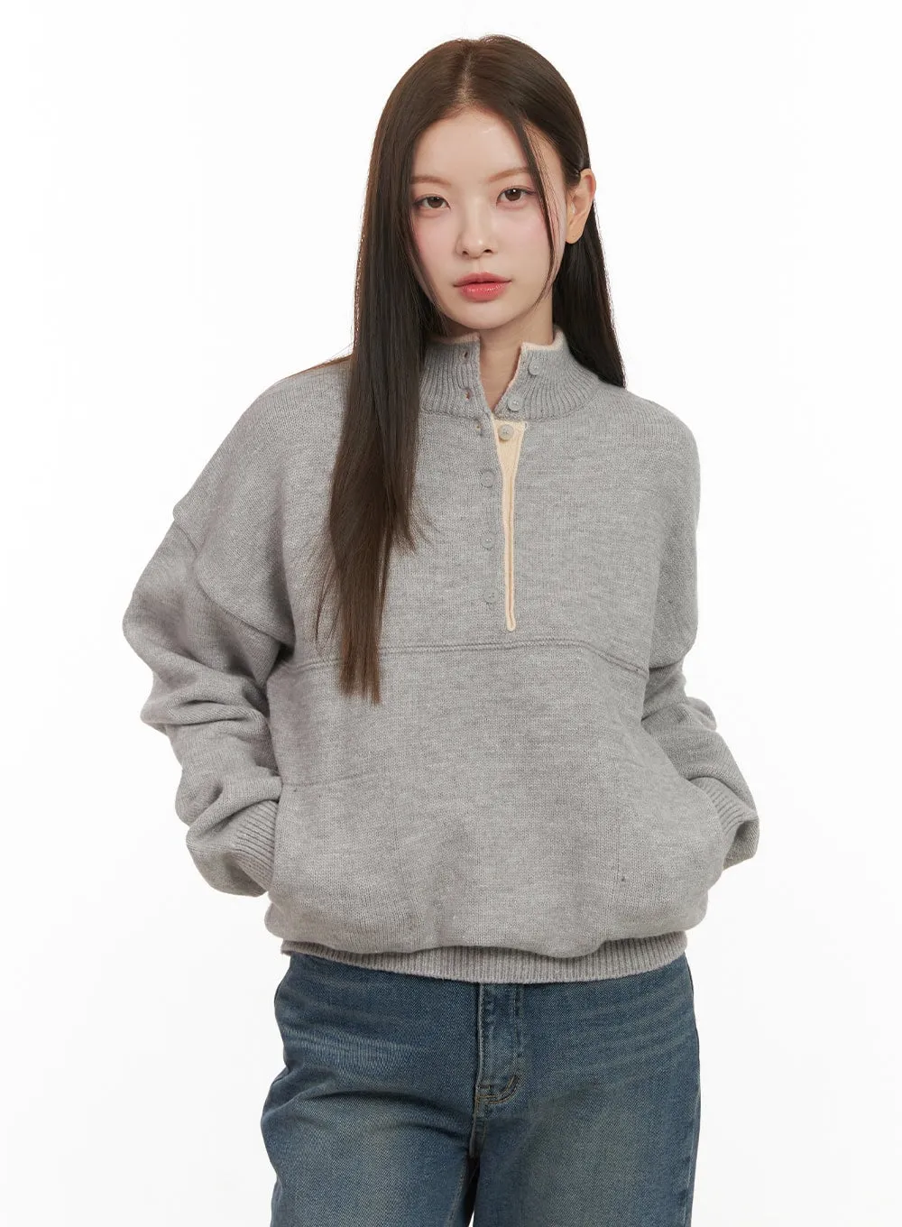 Soft Half Button Sweater OD412