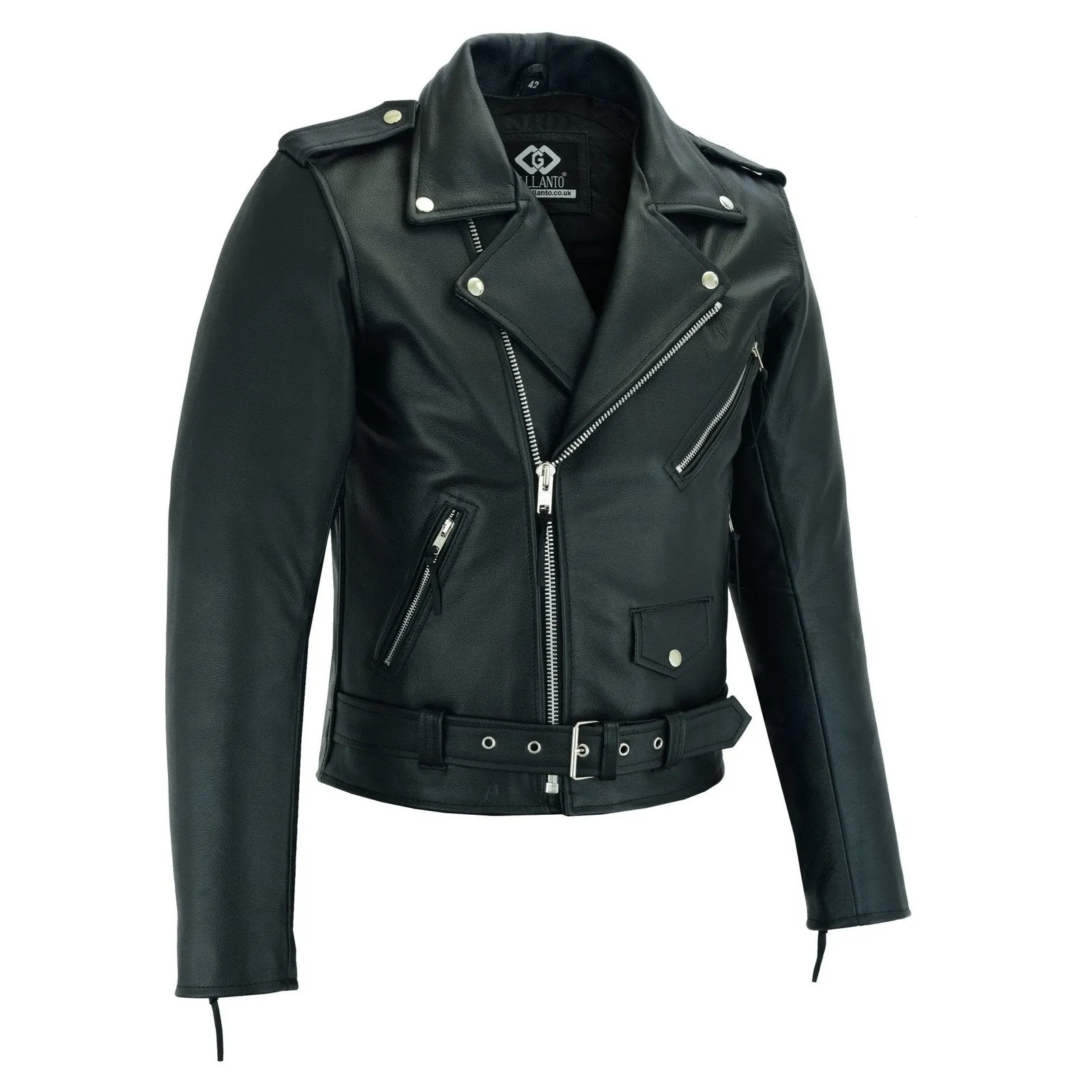 Terminator Style Mens Black Leather Marlon Brando Biker Motorcycle Jacket