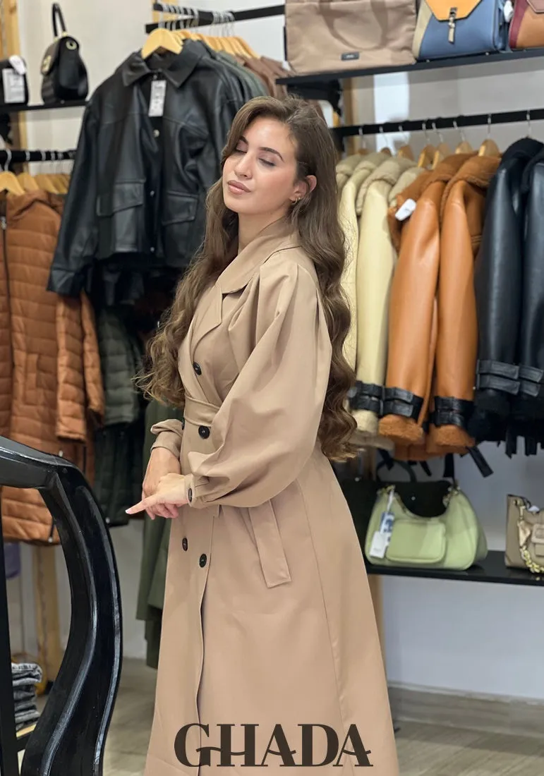 Trench long en beige foncé