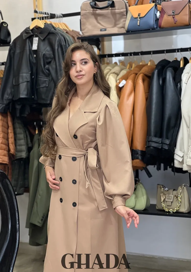 Trench long en beige foncé