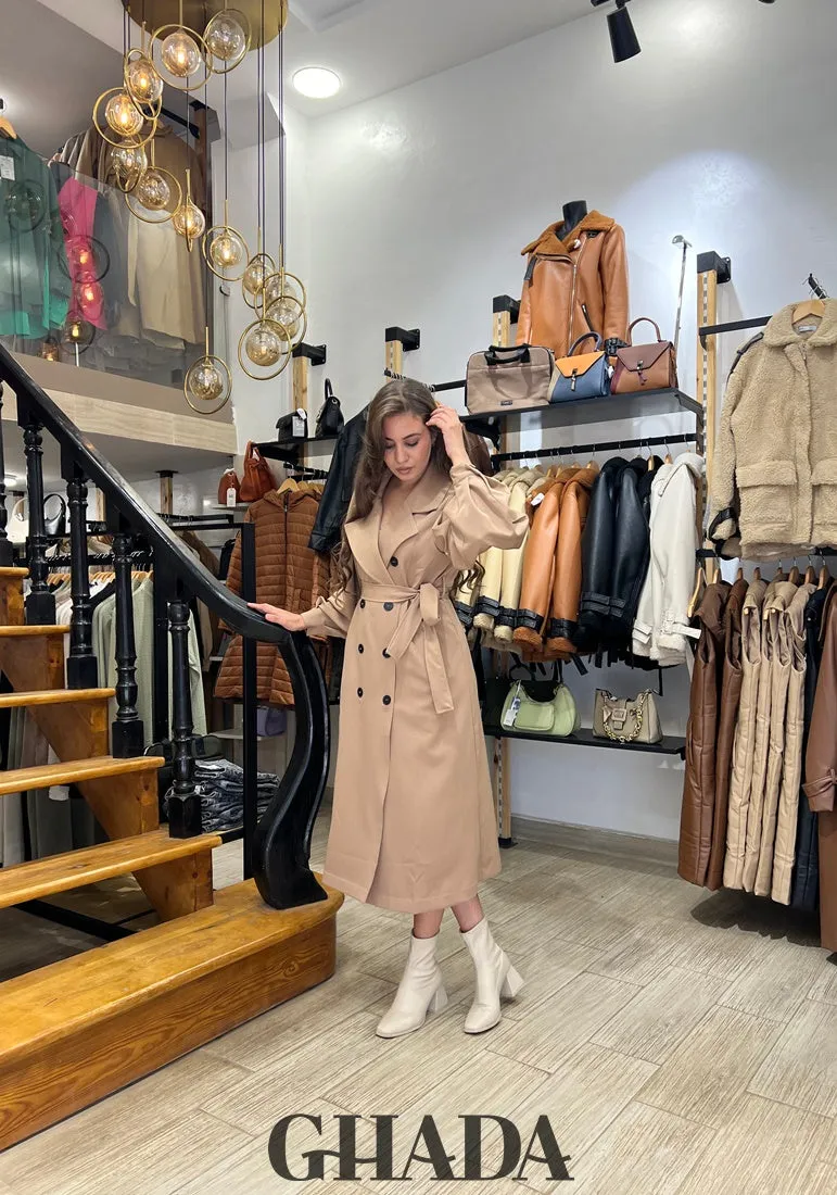 Trench long en beige foncé
