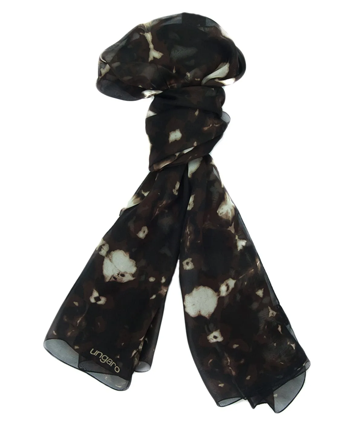 Ungaro UN7018 S7789 Tie Dye Print Brown Silk Scarf