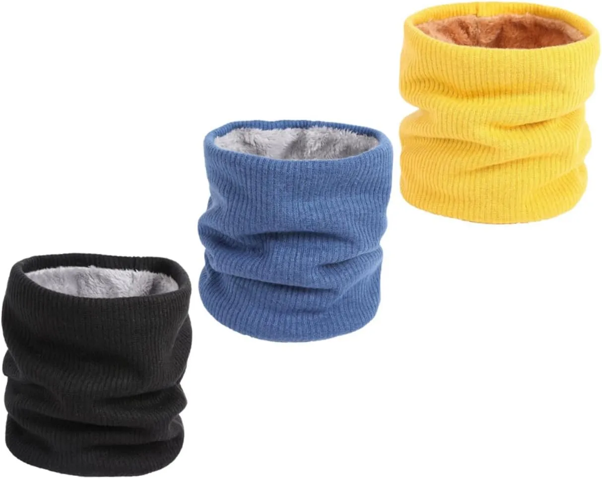 VANZACK 3pcs Scarf Neckerchief Black Women Tube Neck Warmer Wrap Neck Warmer for Winter Neck Gaiters Artificial Wool