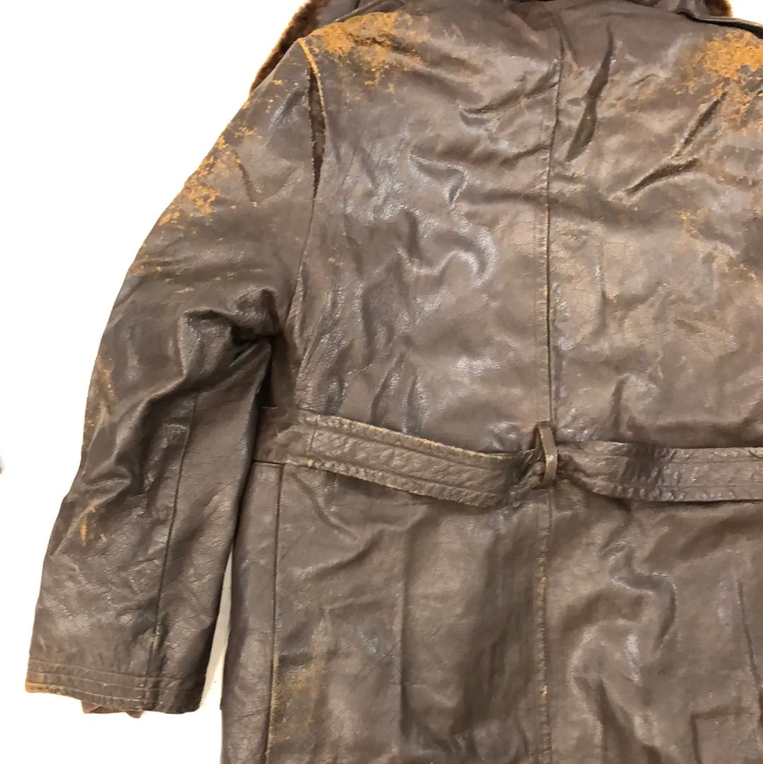 Vintage Leather Trench Jacket