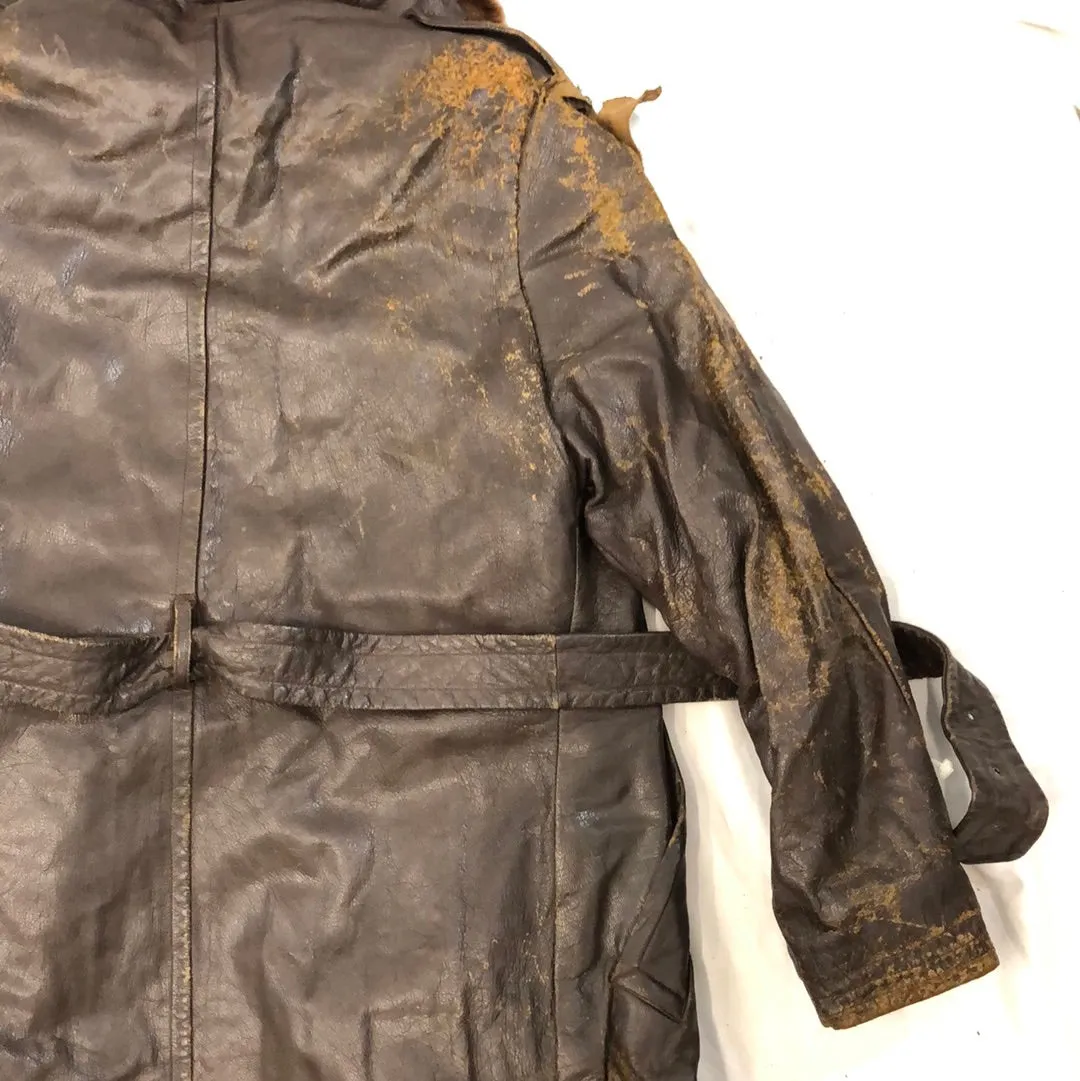 Vintage Leather Trench Jacket