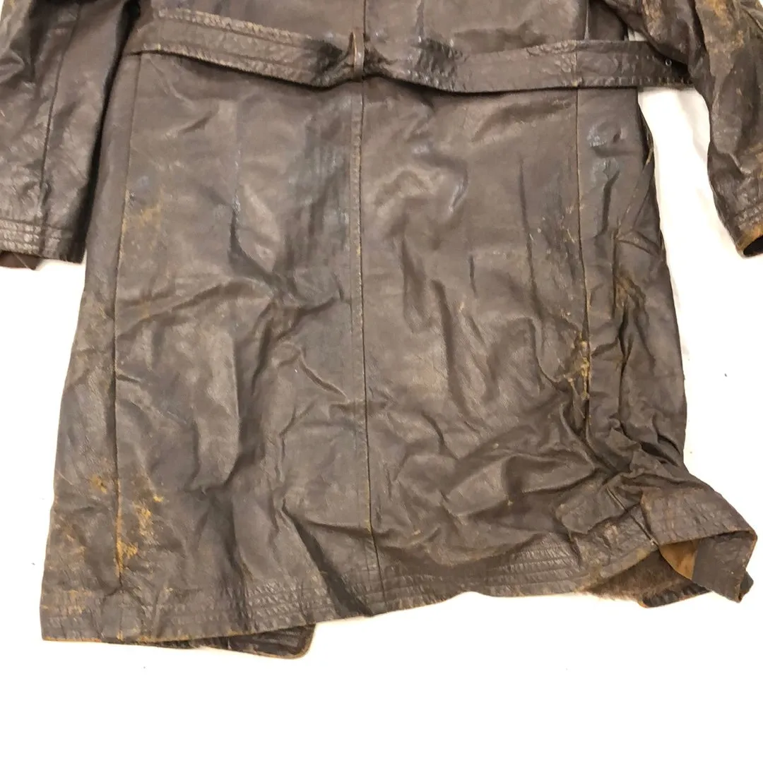 Vintage Leather Trench Jacket