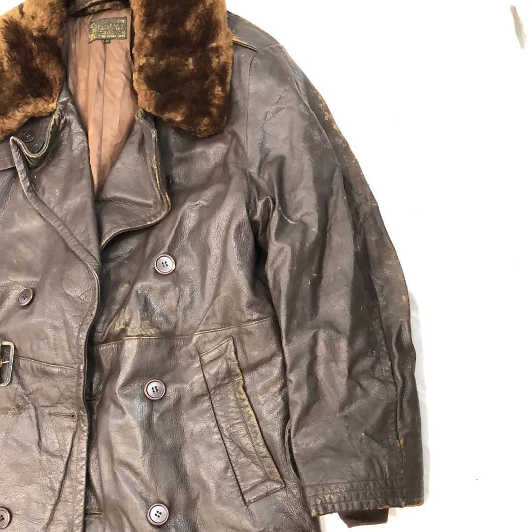 Vintage Leather Trench Jacket