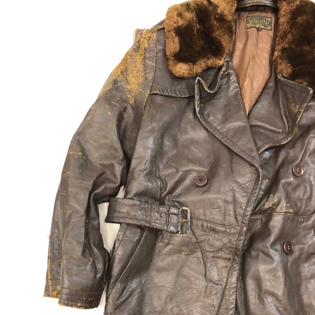 Vintage Leather Trench Jacket