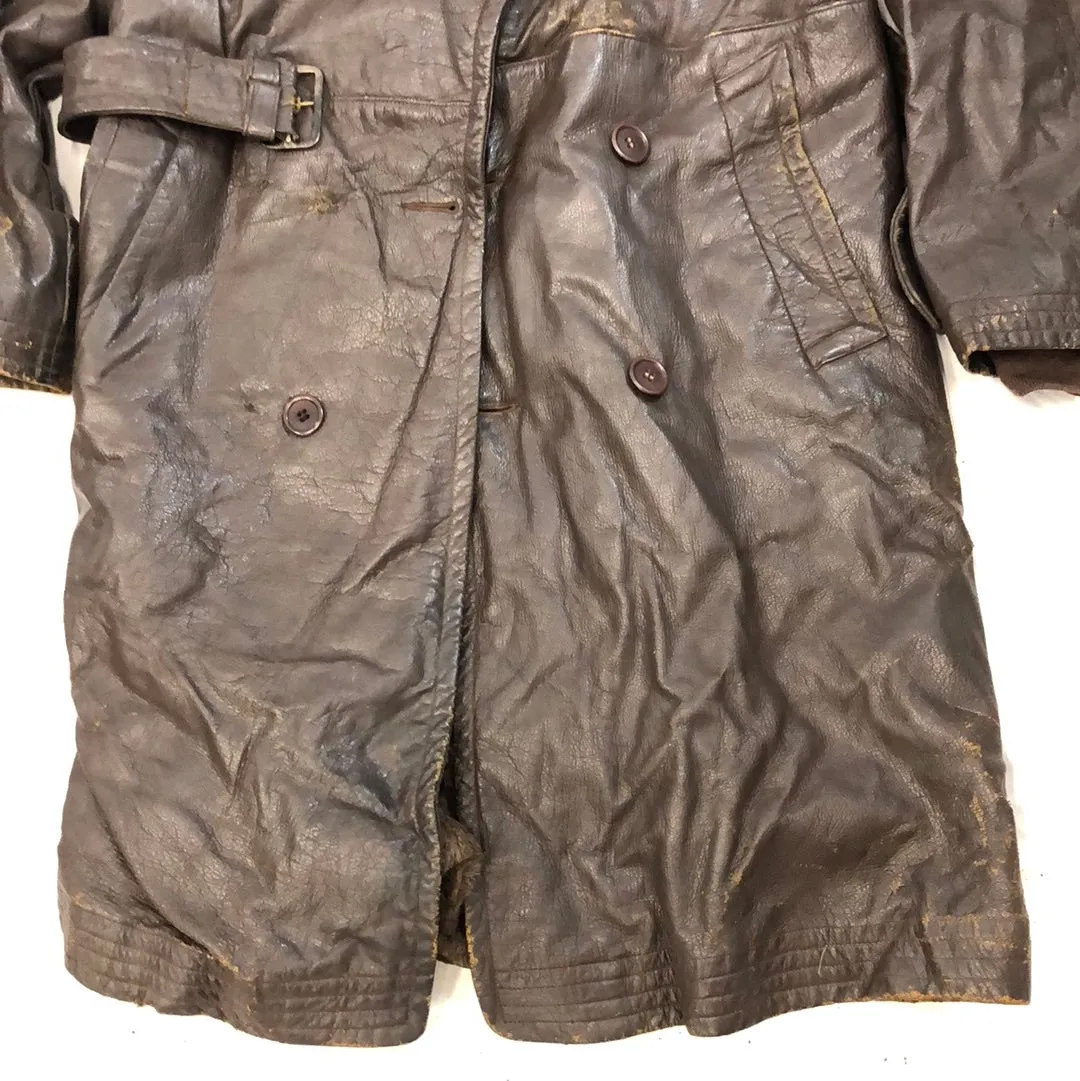 Vintage Leather Trench Jacket