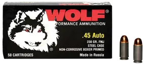 Wolf MC45FMJ Military Classic 45 Automatic Colt Pistol (ACP) 230 GR Full Metal Jacket 50 Bx/ 10 Cs - 500 Rounds