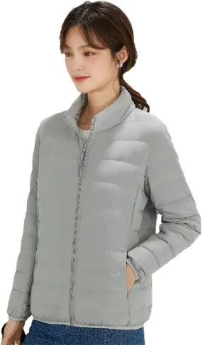 Women Short Puffer Jacket White Duck Down Slim Fit Ultra-Light Parka