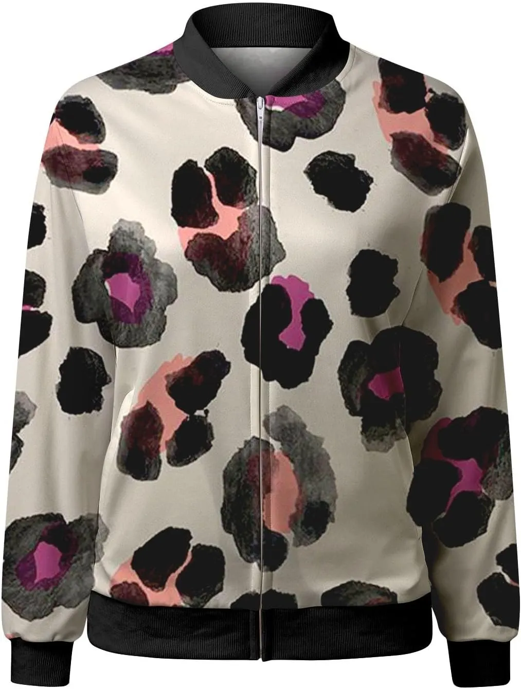 Women's Bomber Jacket 2024 Long Sleeve Classic Gradient Print Jacket Casual Daily Lightweight Short Outwear Tops