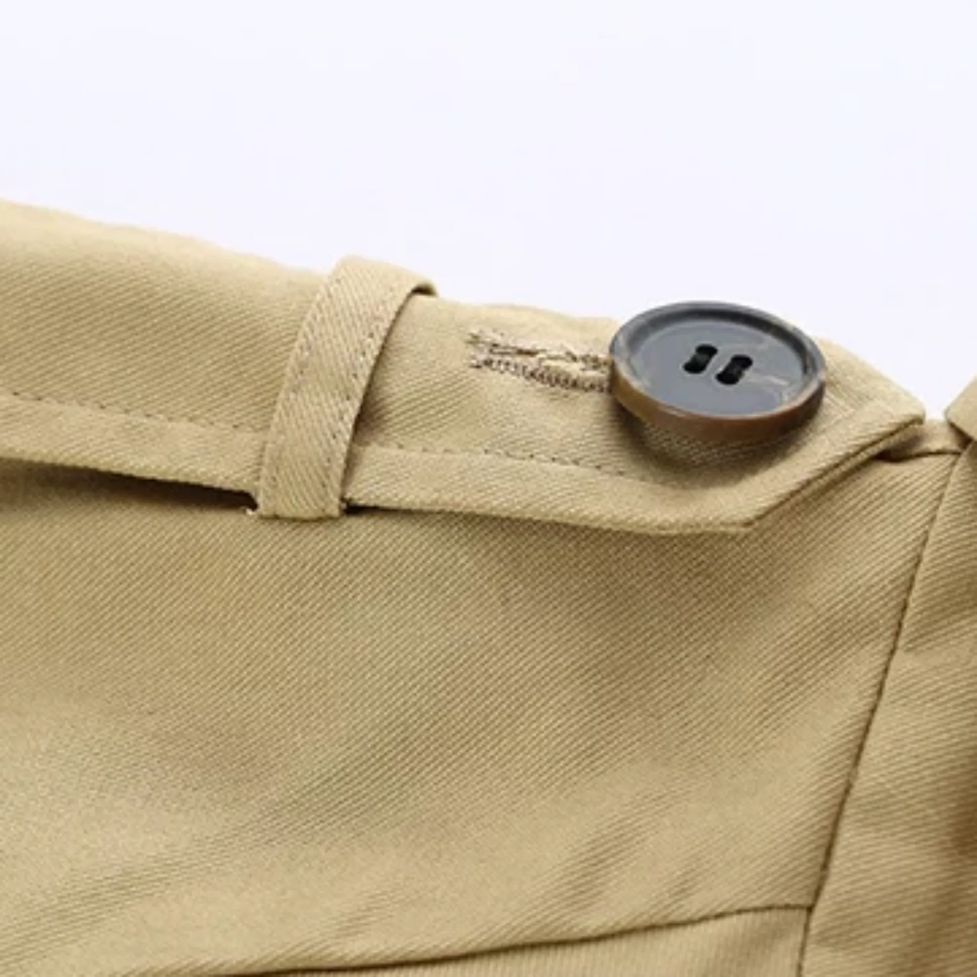 Women's Casual Cotton Long Trench With Buttons