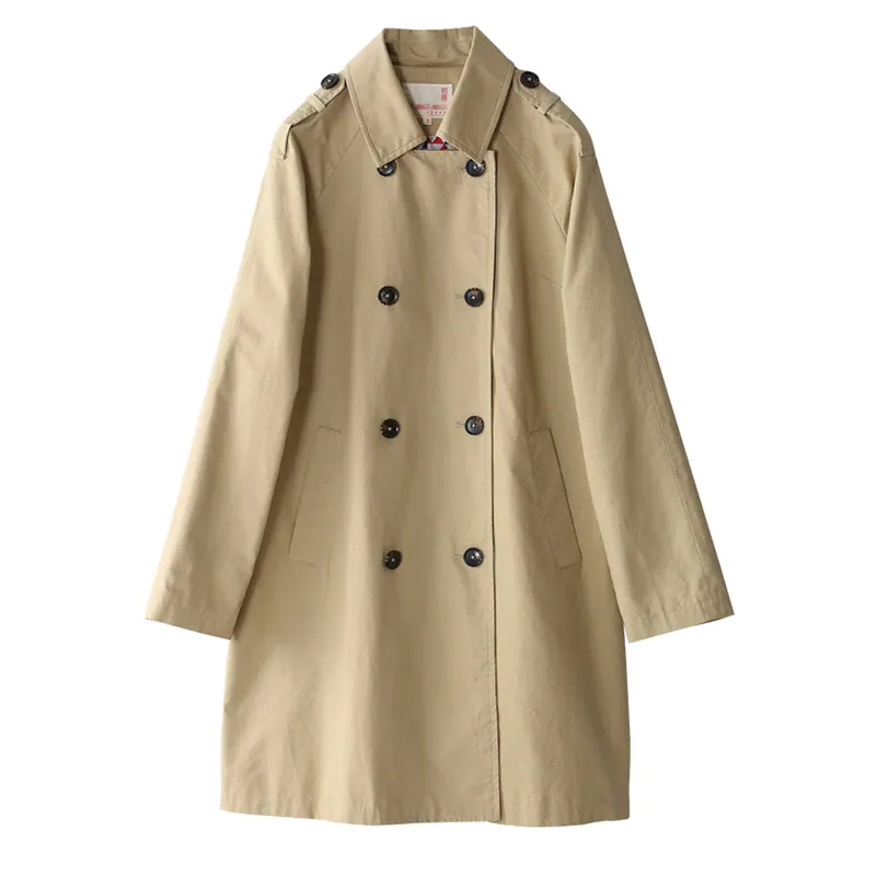 Women's Casual Cotton Long Trench With Buttons