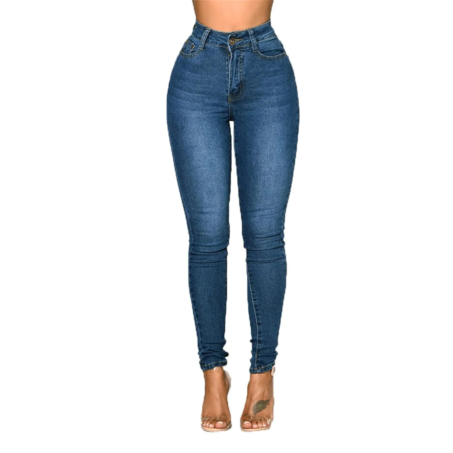 Womens Classic High Waisted Skinny Stretch Butt Lifting Jeans Stretchy Shaping Leg Jean Slim Fit Denim Pants Trousers (Small,Light Blue)