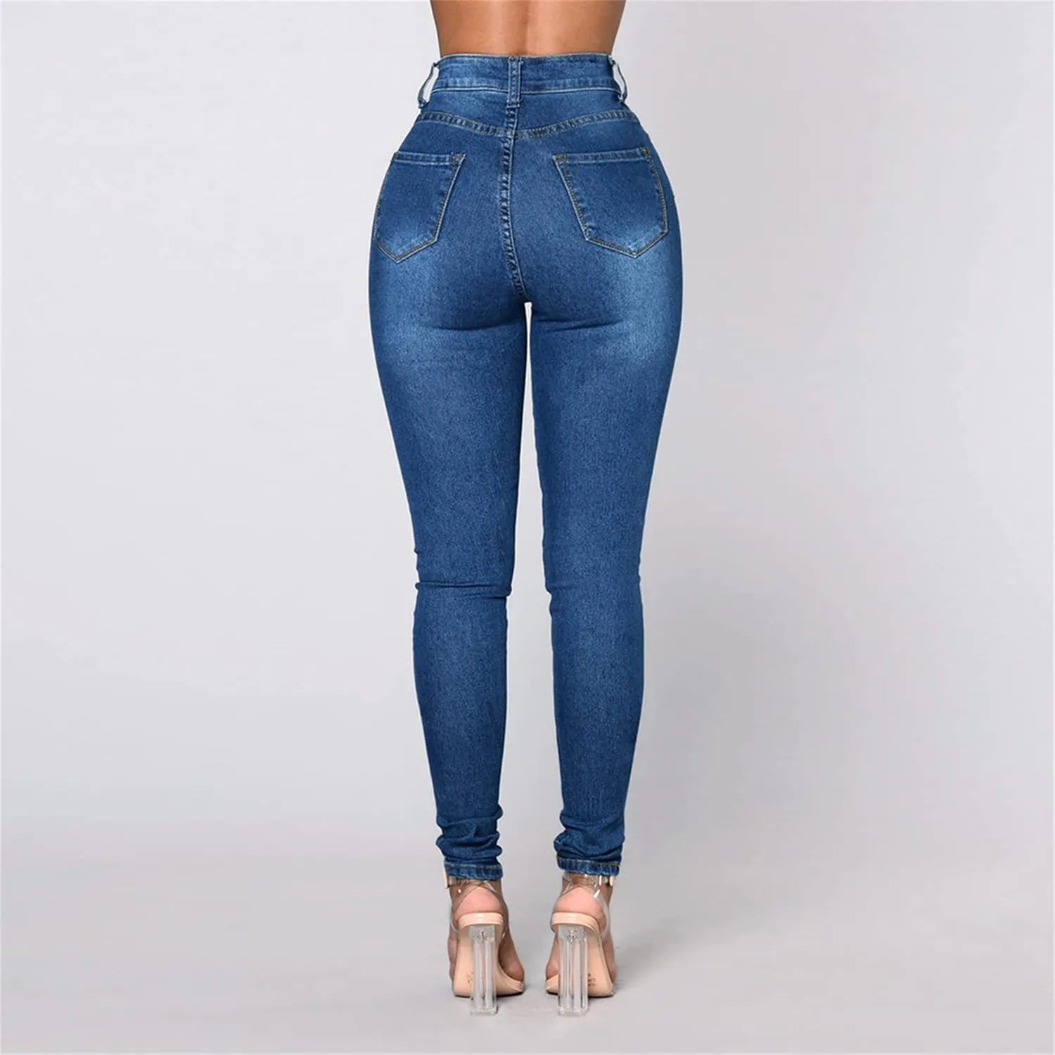 Womens Classic High Waisted Skinny Stretch Butt Lifting Jeans Stretchy Shaping Leg Jean Slim Fit Denim Pants Trousers (Small,Light Blue)