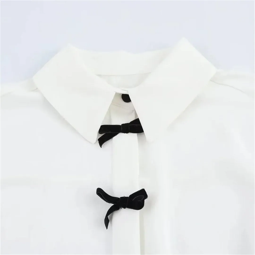 Women's Elegant Butterfly Shirts Long Sleeve Large Size Blouses Office Dot Tops