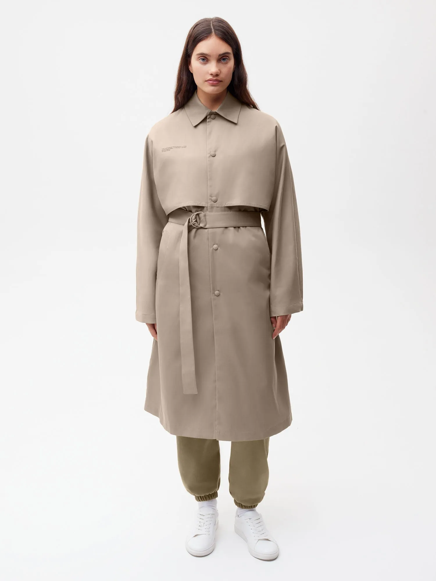 Womens Organic Cotton Trench Coat-taupe