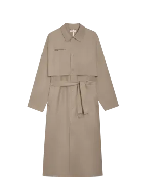 Womens Organic Cotton Trench Coat-taupe