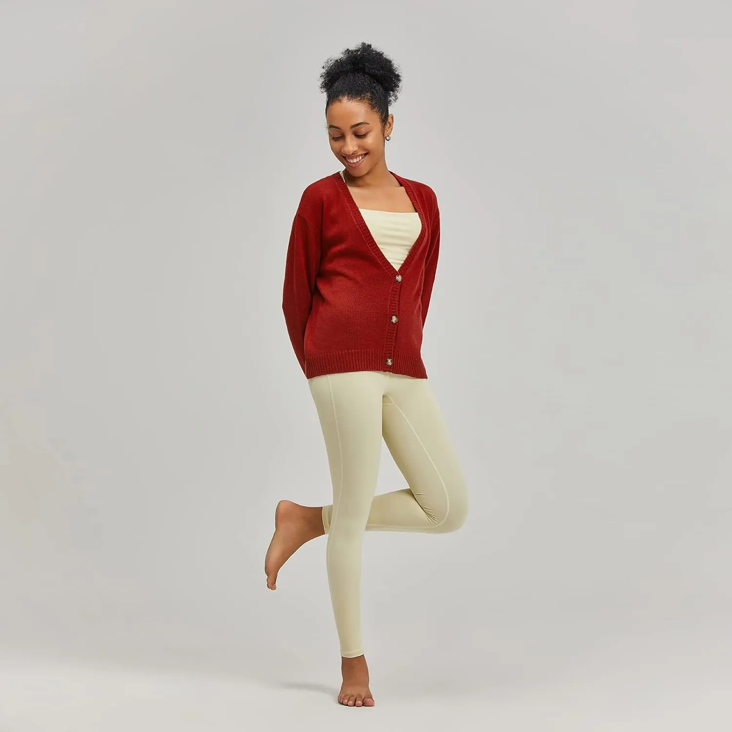 Women's Polylana Cashmere V Neck Oversized Cardigan Essentials Sweater with Long Sleeve