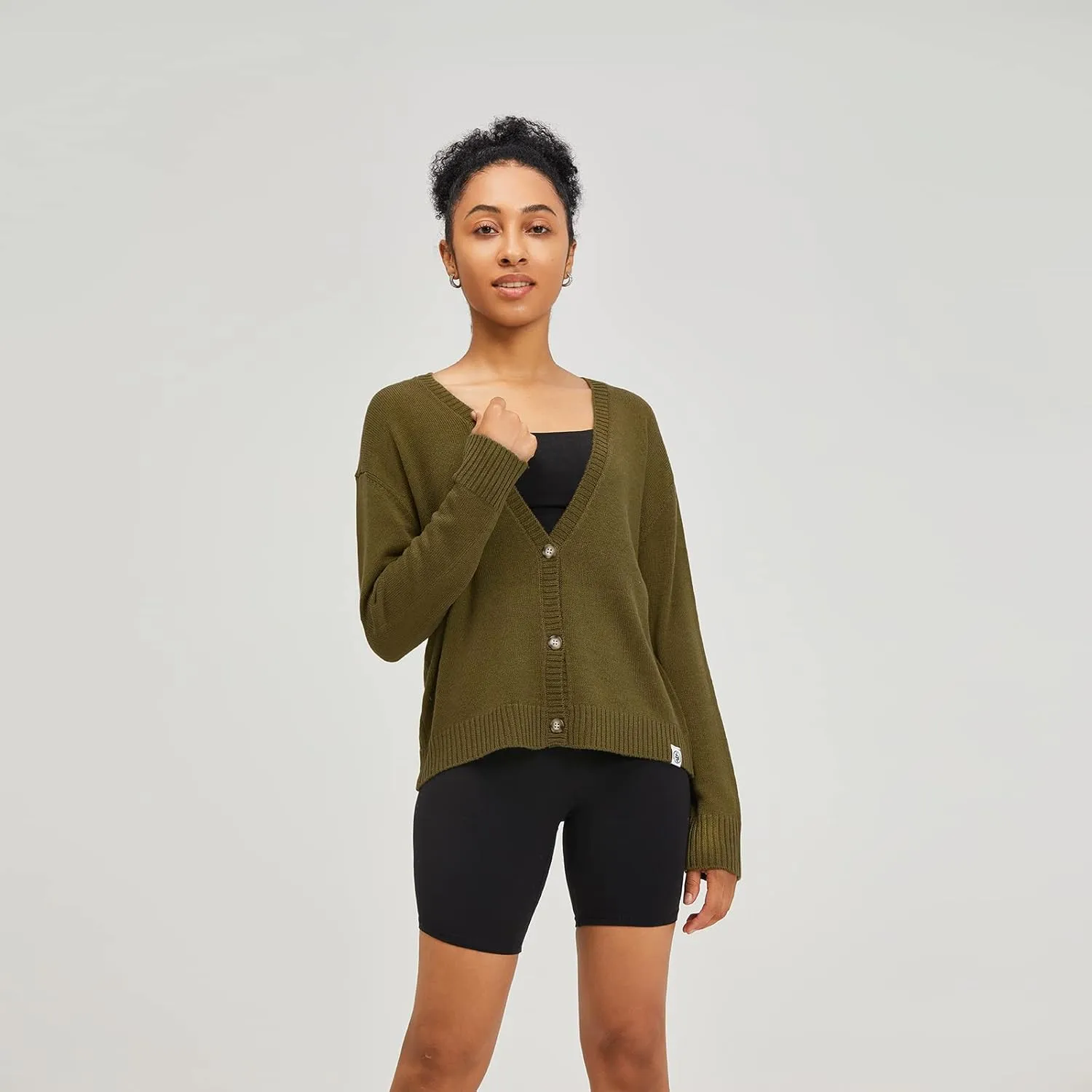 Women's Polylana Cashmere V Neck Oversized Cardigan Essentials Sweater with Long Sleeve