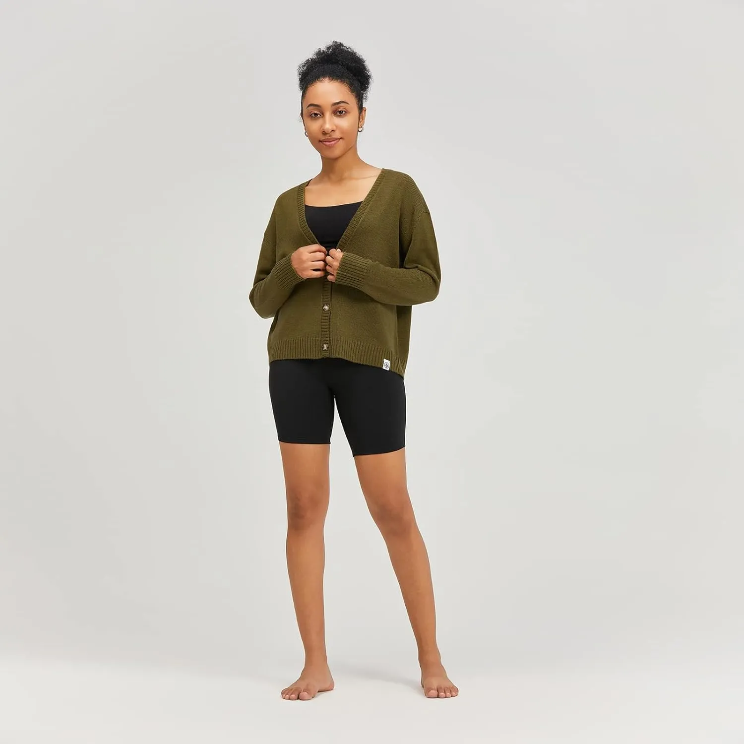 Women's Polylana Cashmere V Neck Oversized Cardigan Essentials Sweater with Long Sleeve