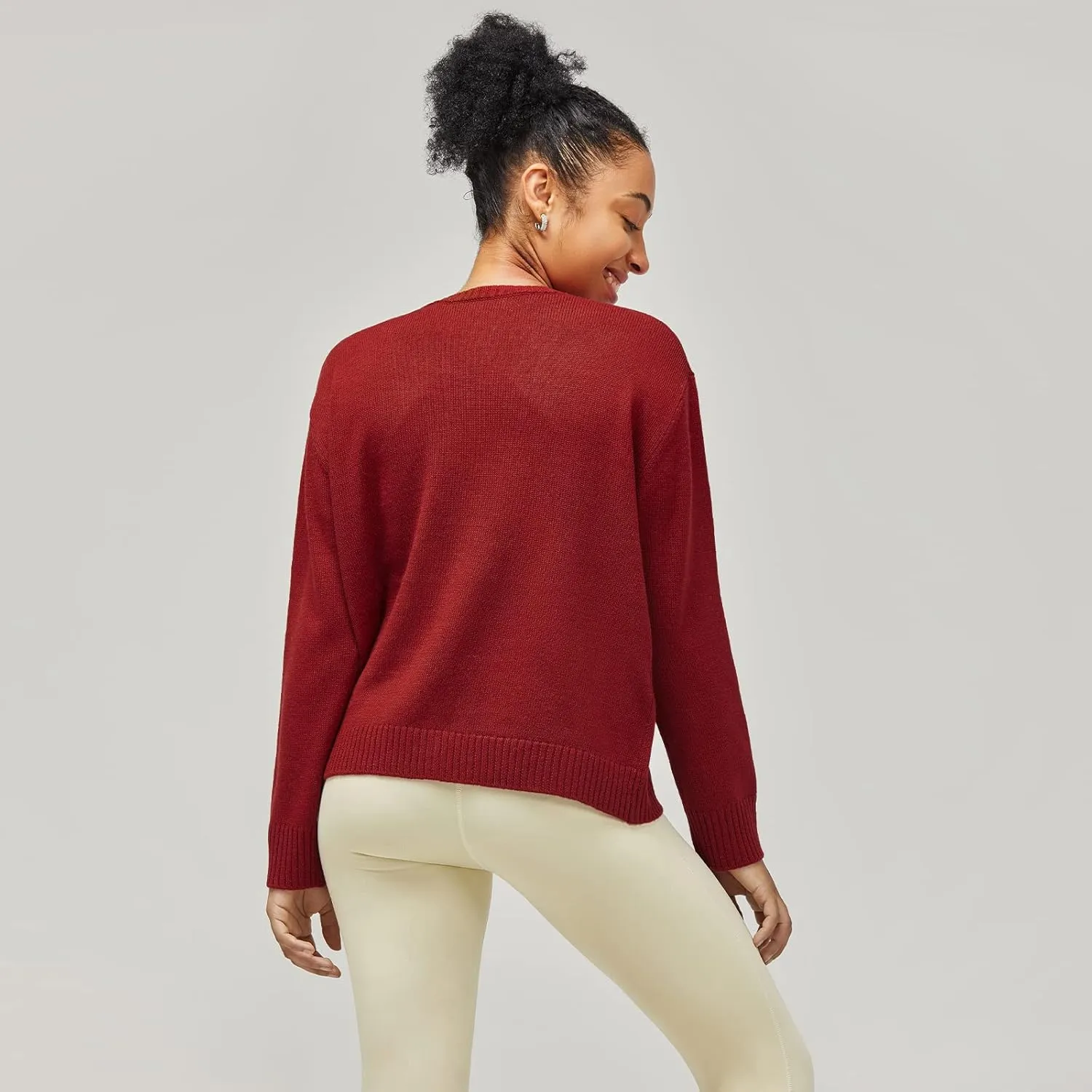 Women's Polylana Cashmere V Neck Oversized Cardigan Essentials Sweater with Long Sleeve