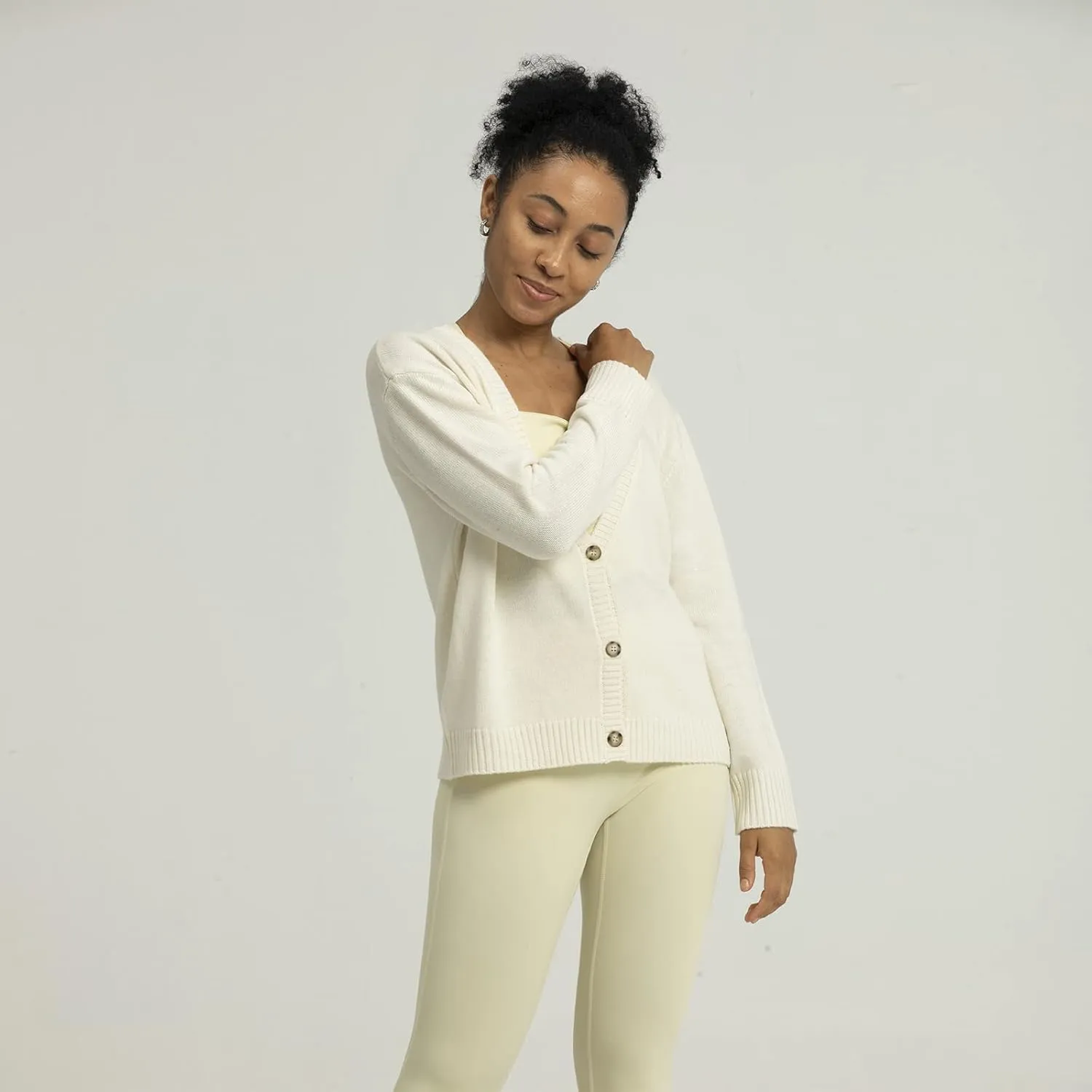 Women's Polylana Cashmere V Neck Oversized Cardigan Essentials Sweater with Long Sleeve