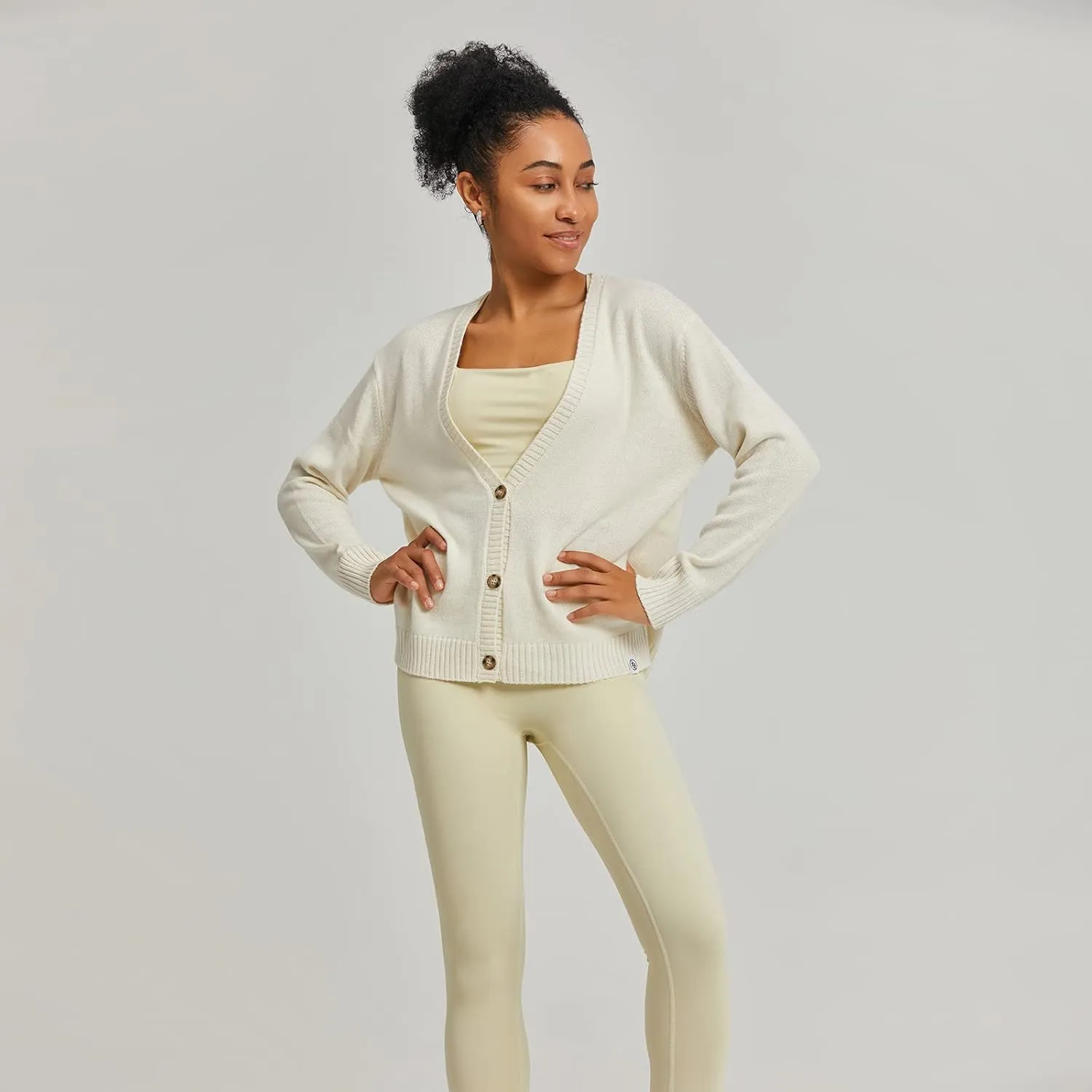 Women's Polylana Cashmere V Neck Oversized Cardigan Essentials Sweater with Long Sleeve