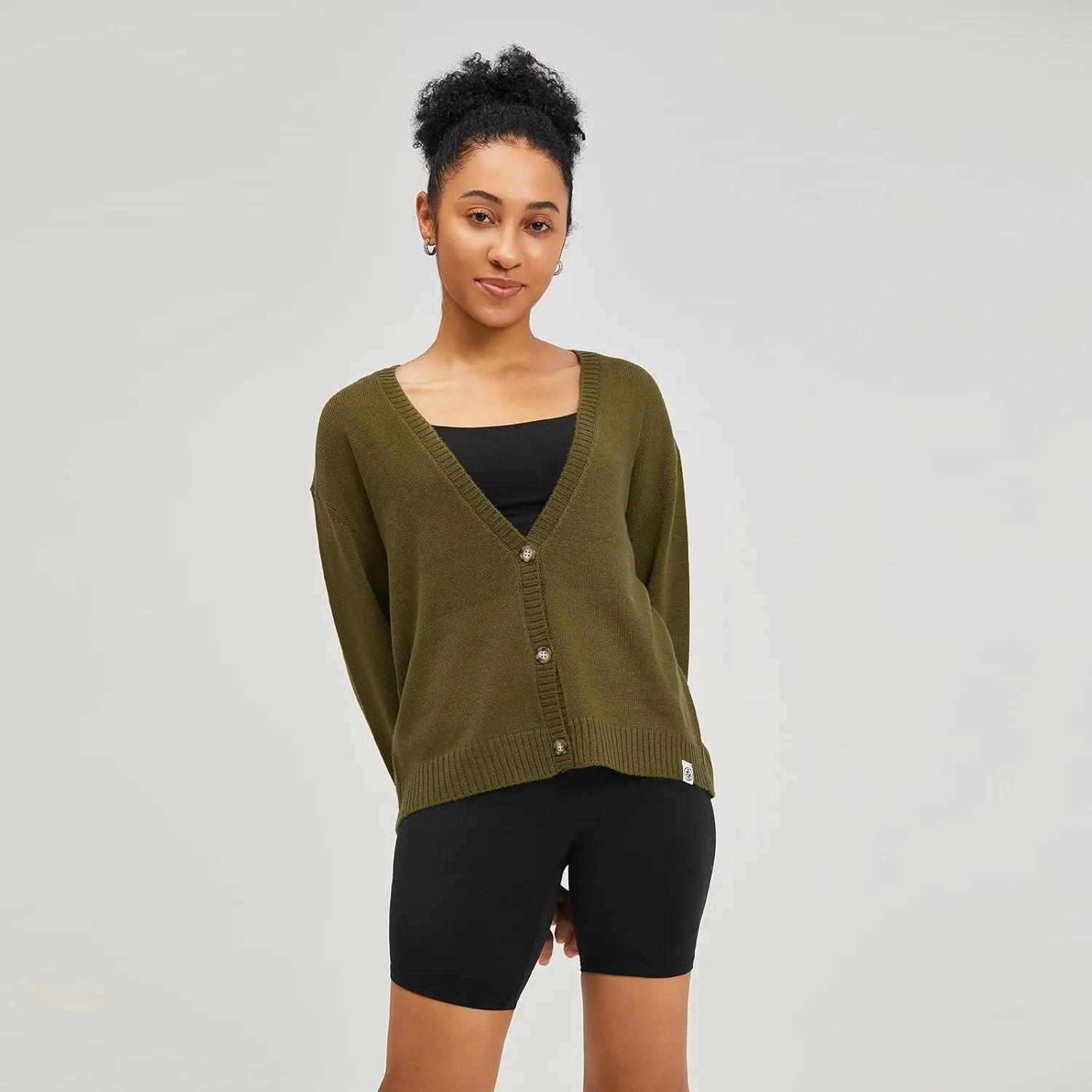 Women's Polylana Cashmere V Neck Oversized Cardigan Essentials Sweater with Long Sleeve