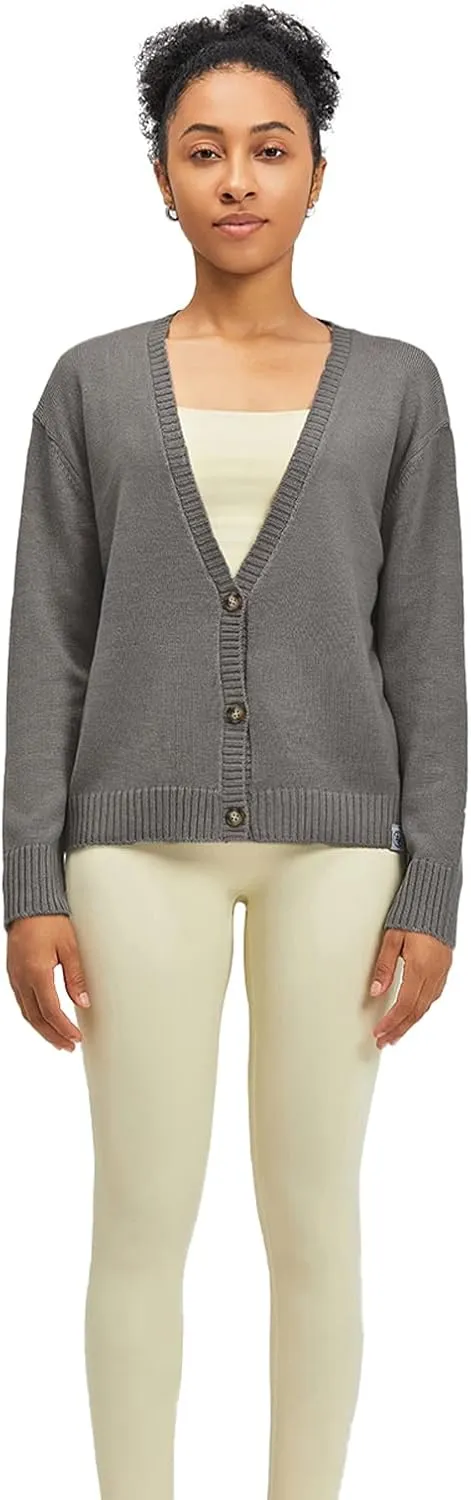 Women's Polylana Cashmere V Neck Oversized Cardigan Essentials Sweater with Long Sleeve
